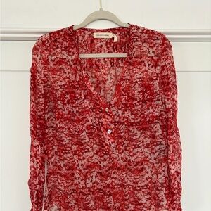Isabel Marant Red and White Patterned Blouse